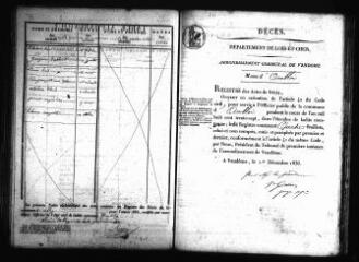342 vues Registre d'état civil. microfilm des registres des naissances, mariages, décès. (1837-1867)