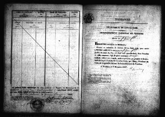596 vues Registre d'état civil. microfilm des registres des naissances. (1848-1867) : microfilm des registres des mariages, décès (1843-1867)