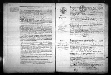593 vues Registre d'état civil. microfilm des registres des naissances, mariages, décès. (1827-juillet 1851)