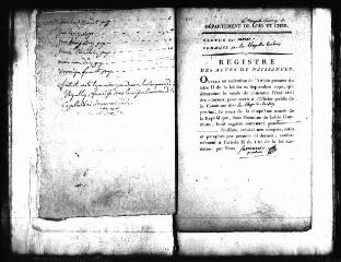 641 vues Registre d'état civil. microfilm des registres des naissances, mariages, décès. (vendémiaire an V-1847)