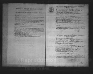 595 vues  - Registre d\'état civil. microfilm des registres des naissances, mariages, décès. (brumaire an IX-mars 1824) (ouvre la visionneuse)