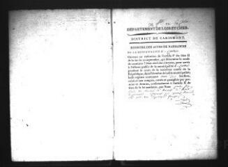 602 vues Registre d'état civil. microfilm des registres des naissances, mariages, décès. (fructidor an II-octobre 1808)