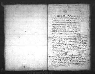 585 vues Registre d'état civil. microfilm des registres des baptêmes, mariages, sépultures. (1773-1792) : microfilm des registres des naissances, mariages, décès. (1793-1820)
