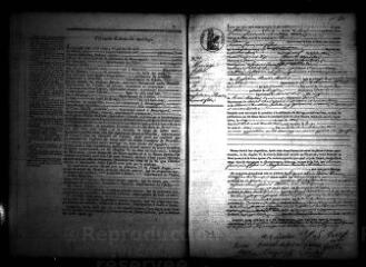 594 vues  - Registre d\'état civil. microfilm des registres des mariages. (mai 1833-1842) : microfilm des registres des naissances, mariages, décès. (1843-septembre 1854) (ouvre la visionneuse)