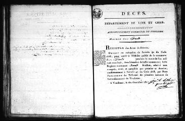 694 vues Registre d'état civil. microfilm des registres des naissances, mariages, décès. (1809-1872)