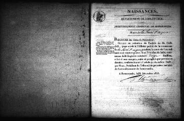569 vues Registre d'état civil. microfilm des registres des naissances, mariages, décès. (1834-1853)