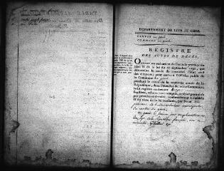 581 vues Registre d'état civil. microfilm des registres des naissances, mariages, décès.(brumaire an VIII-1822)