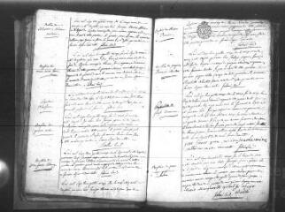589 vues  - Baptêmes, mariages, sépultures (1786-17 mai 1791). Naissances, mariages, décès (1793-an XI). (ouvre la visionneuse)