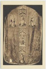 1 vue  - Collection diocésaine d\'art religieux. Grand séminaire de Blois.- Chasuble, broderie (XVe). (ouvre la visionneuse)
