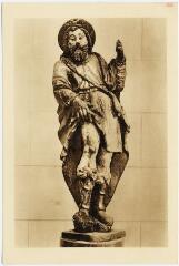1 vue  - Collection diocésaine d\'art religieux. Grand séminaire de Blois.- Saint-Roch, statue bois polychrome (XVIe). (ouvre la visionneuse)