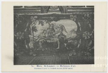 1 vue  - Saint-Laumer, richesses d\'art, parement d\'autel en broderie de soie (XVIIe). (ouvre la visionneuse)