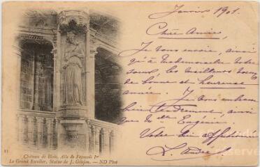 1 vue  - Château.- Aile François 1er, le grand escalier, statue de J. Goujon. (ouvre la visionneuse)