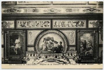 1 vue  - Le château, plafond de la chambre du roi, fresques de Jean Mosnier. (ouvre la visionneuse)