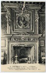 1 vue  - Le château, cheminée de la salle à manger, buste de Henri IV. (ouvre la visionneuse)