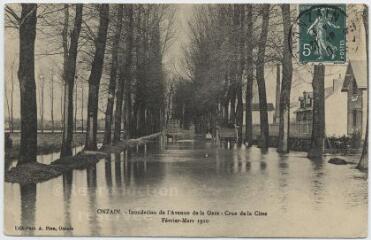 1 vue  - Inondation de l\'avenue de la gare, crue de la Cisse, février-mars 1910. (ouvre la visionneuse)