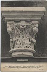 1 vue Eglise, chapiteau d'une colonne engagée dans la nef (XIe siècle).