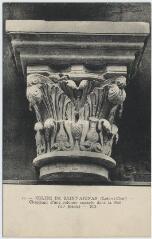 1 vue Eglise.- Chapiteau d'une colonne engagée dans la nef (XIe siècle).