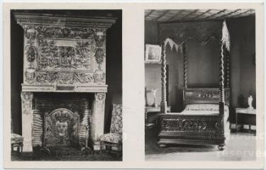 1 vue  - Château.- Chambre de Philippe de Béthume : lit avec Christ et cheminée aux armes de France. (ouvre la visionneuse)