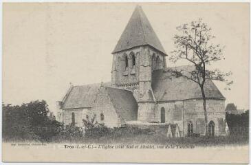 1 vue  - L\'église (côté sud et abside), vue de la Tombelle. (ouvre la visionneuse)