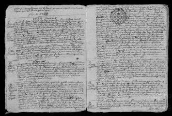 11 vues Registre paroissial. Baptêmes, mariages, sépultures (juillet-novembre 1733)