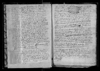193 vues Registre paroissial. Baptêmes, mariages, sépultures (1688-1748, lacune de 1701 à 1732).
