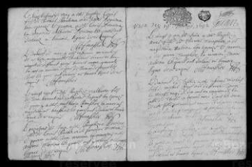 9 vues Registre paroissial. Baptêmes, mariages, sépultures (mars-décembre 1692)