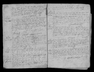 58 vues Registre paroissial. Baptêmes (octobre 1636-mars 1668) ; mariages (1638-1668) ; sépultures (1636-1668)