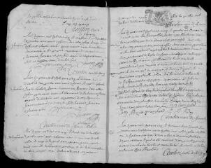 39 vues Registre paroissial. Baptêmes, mariages, sépultures (février 1705-1708 ; janvier 1710) ; baptêmes, sépultures (1709)