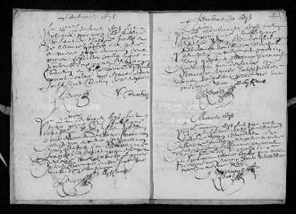 23 vues  - Registre paroissial. Baptêmes, mariages, sépultures (1673-juin 1675) (ouvre la visionneuse)