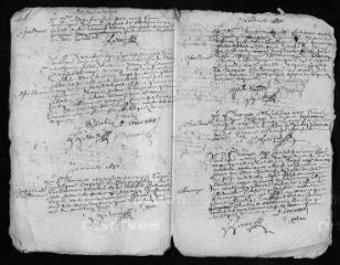 7 vues Registre paroissial. Baptêmes, sépultures (octobre-décembre 1679) ; baptêmes, mariages, sépultures (janvier-avril 1680)