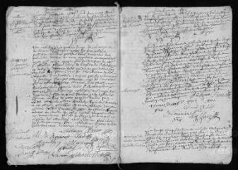 7 vues Registre paroissial. Baptêmes, sépultures (1685) ; baptêmes, mariages, sépultures (janvier-septembre 1686)