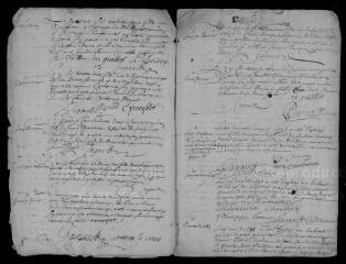 18 vues Registre paroissial. Baptêmes, mariages, sépultures (février 1697-décembre 1698)
