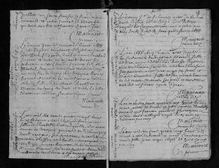 70 vues Registre paroissial. Baptêmes, mariages, sépultures (1688-1693 ; 1695-1702) ; baptêmes, sépultures (1694)