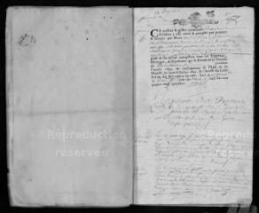 30 vues  - Registre paroissial. Baptêmes, mariages, sépultures (1695-avril 1697) (ouvre la visionneuse)