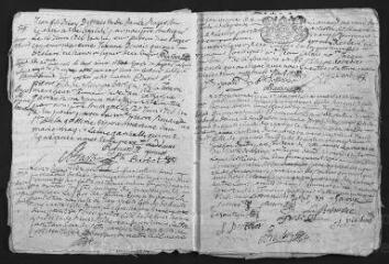 14 vues  - Registre paroissial. Baptêmes, mariages, sépultures (1716-1717) ; baptême (janvier 1718) (ouvre la visionneuse)