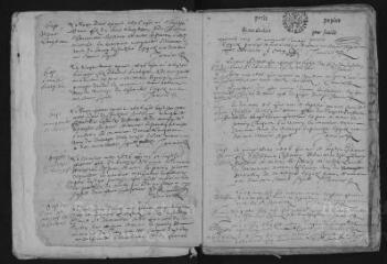 140 vues Registre paroissial. Baptêmes, mariages, sépultures (avril 1676-1696)