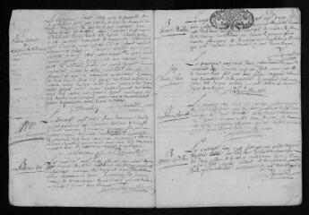 15 vues Registre paroissial. Baptêmes, mariages, sépultures (1708) ; baptêmes, sépultures (janvier-février 1709)