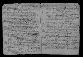 10 vues Registre paroissial. Baptêmes, mariages, sépultures (1733) ; baptême (janvier 1734)
