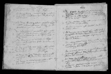 54 vues  - Registre paroissial des baptêmes (1655) ; mariages, sépultures (1641-1659) (ouvre la visionneuse)