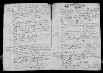 11 vues  - Registre paroissial des baptêmes, mariages, sépultures (1694) (ouvre la visionneuse)