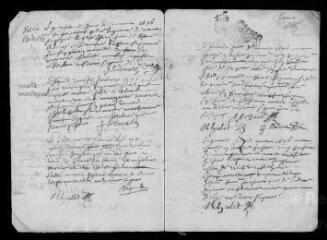 15 vues Registre paroissial des baptêmes, mariages, sépultures (janvier 1696- février 1697)