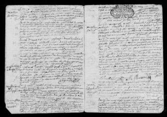 15 vues  - Registre paroissial des baptêmes, mariages, sépultures (1716- nov. 1718) (ouvre la visionneuse)