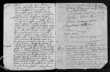11 vues  - Registre paroissial des baptêmes, mariages, sépultures (1743) (ouvre la visionneuse)