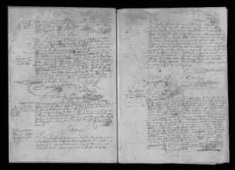 23 vues  - Registre paroissial. Baptêmes, mariages, sépultures (1668-juillet 1672) (ouvre la visionneuse)