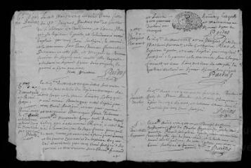 9 vues Registre paroissial. Baptêmes, mariages, sépultures (janvier-novembre 1724)