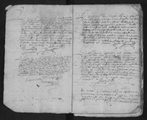 76 vues  - Registre paroissial. Mariages (juillet 1650-mars 1664) ; sépultures (novembre 1649-mai 1668) (ouvre la visionneuse)