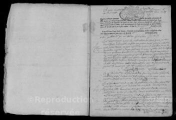 17 vues Registre paroissial. Baptêmes, mariages, sépultures (février-décembre 1708) ; baptêmes (janvier 1709)