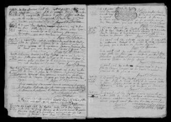 14 vues  - Registre paroissial. Baptêmes, mariages, sépultures (1716-janvier 1717) (ouvre la visionneuse)