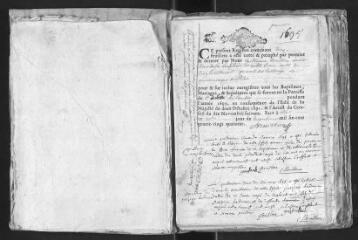 149 vues  - Registre paroissial. Baptêmes, mariages, sépultures (1695-février 1718) (ouvre la visionneuse)