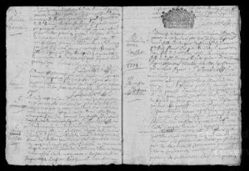 13 vues Registre paroissial. Baptêmes, mariages, sépultures (octobre 1714-janvier 1716)